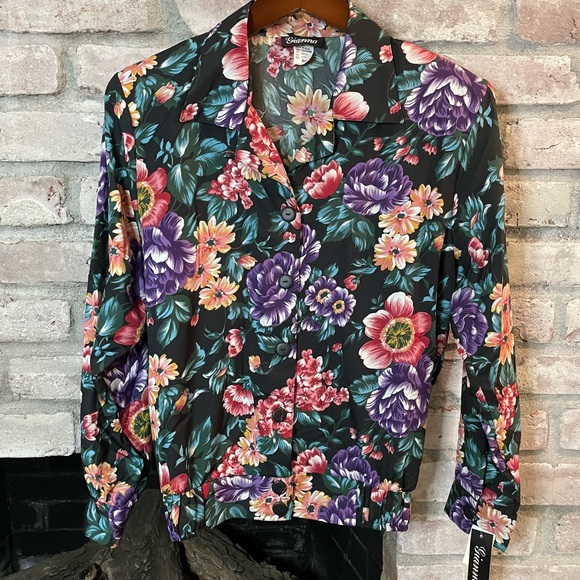 Vintage 80’s/90’s Gianna Long Sleeve Floral Button Blouse Medium NWT DeadStock - Picture 1 of 7
